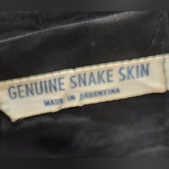 EXOTIC SNAKESKIN AND LEATHER CLUTCH BAG VINTAGE EUC - Picture 7 of 12